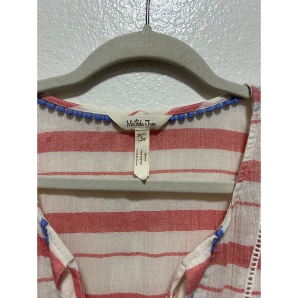 Women’s Matilda Jane White And Red Striped Beach Cover-Up Size Large - Picture 2 of 7